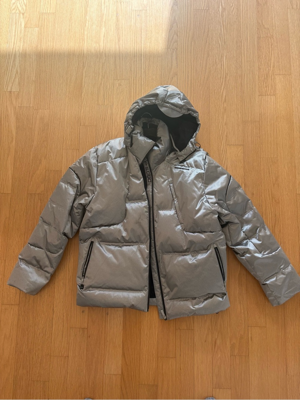 Porsche Design x Adidas  Silver Hooded Puffer Jacket for Men